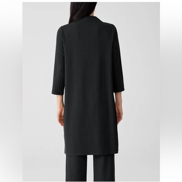 EILEEN FISHER washable stretch rib funnel neck dress in Grey/Black XL - Picture 2 of 6